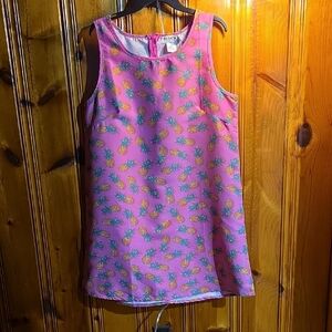 Ingear Pink Midi Dress with Pineapple Print